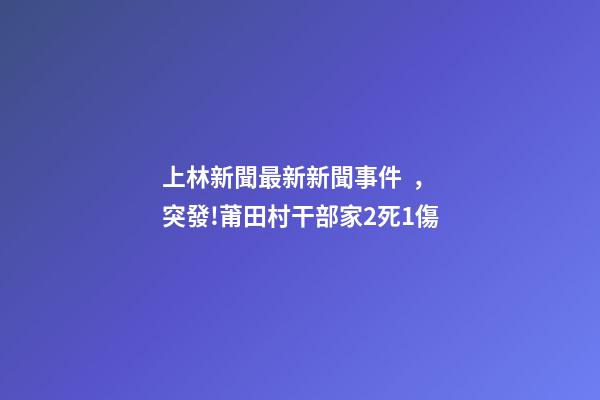上林新聞最新新聞事件，突發!莆田村干部家2死1傷-第1張-觀點-玄機派
